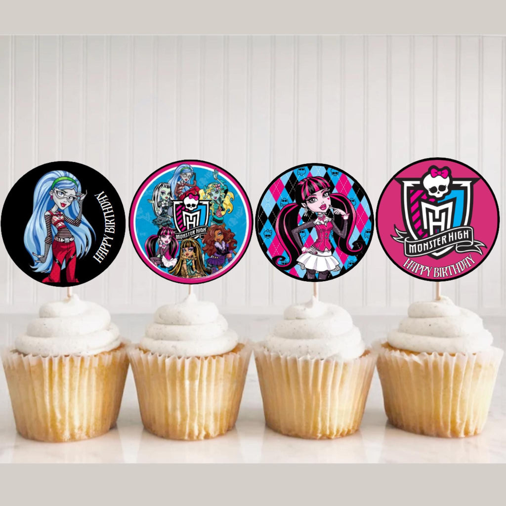 Personalized Monster High Cupcake Toppers, Custom Monster High Doll Theme Party Decor