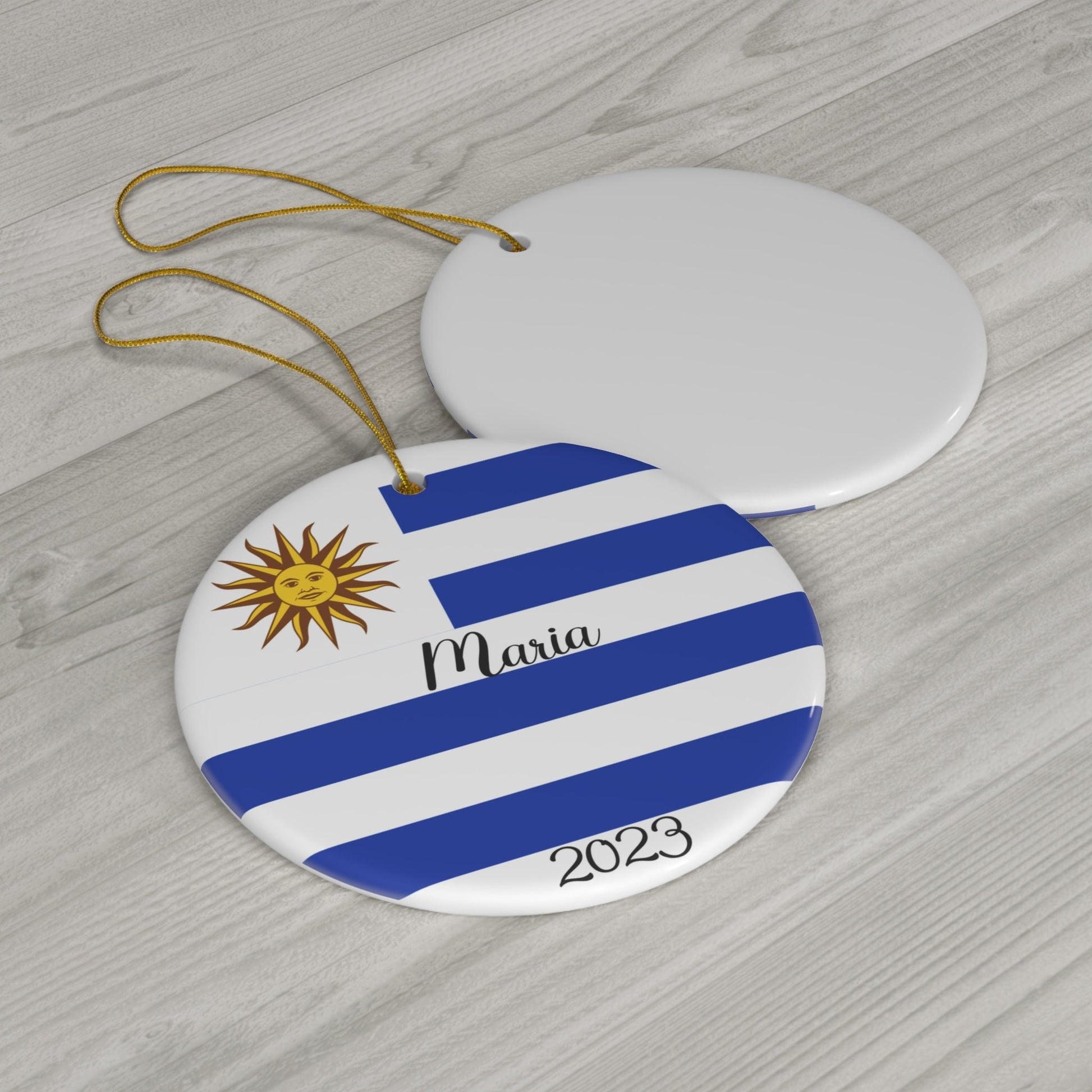 Personalized Uruguay Ceramic Christmas Ornament Uruguayan Flag Porcelain Gift Holiday Decoration South America World Heritage Travel Latina
