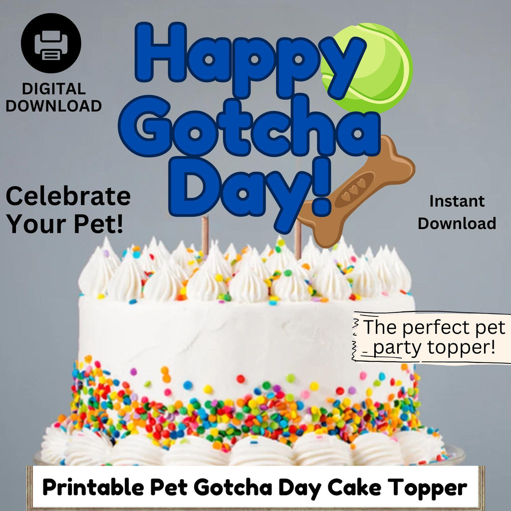 Dog Birthday Cake Topper, Dog Birthday Party, Pet Birthday Celebration, Dog Pawty, Birthday Cake for Dogs, Instant Gotcha Day Cake Topper