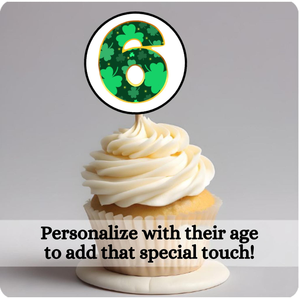 Personalized Shamrock & Roll Birthday Cupcake Toppers, St. Patricks Birthday Toppers, One Rad Lad Party, Lucky One Party Decor, Clover Favor