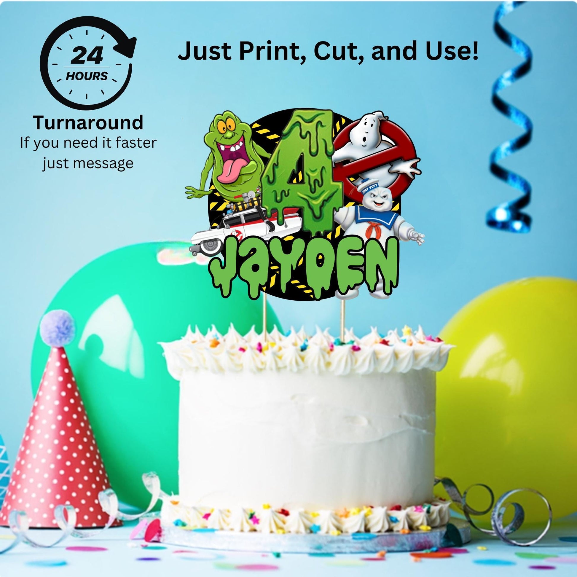 Personalized Ghostbuster Cake Topper, Custom Ghostbusters Party Decoration