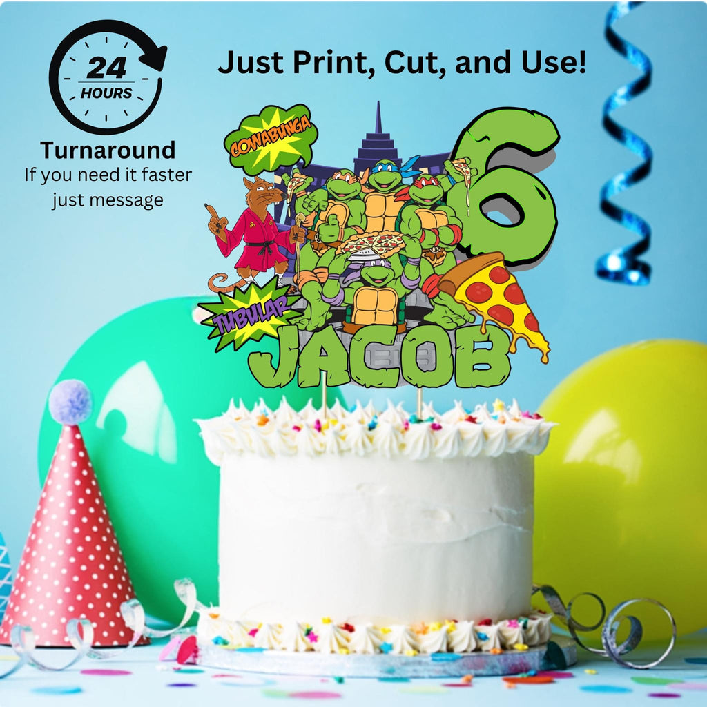 Personalized Teenage Mutant Ninja Turtle Birthday Cake Topper, Ninja Turtle Party Decoration