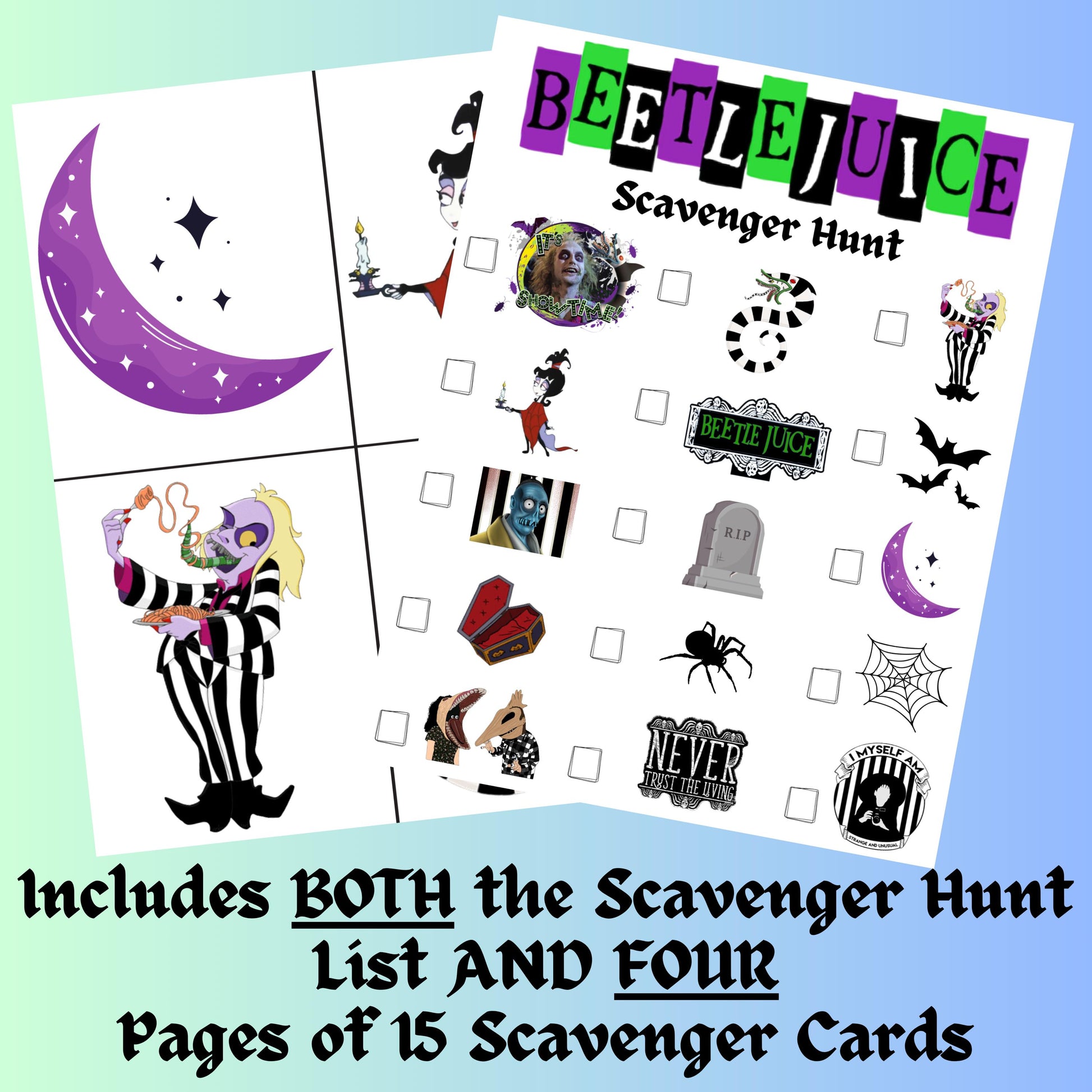 Beetlejuice Scavenger Hunt Game, Beetlejuice Inspired Party Game, Spooky Themed Scavenger Hunt, Its Showtime Birthday Party Game