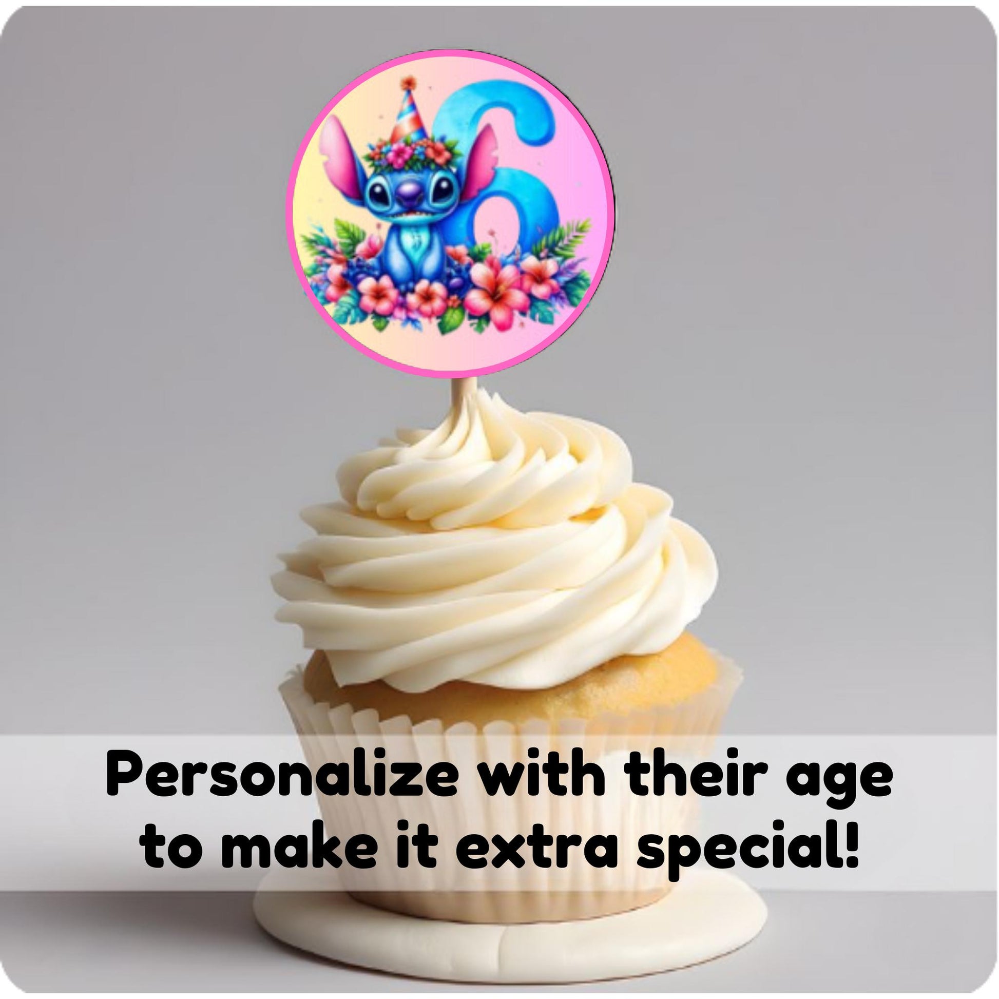 Personalized Stitch Birthday Cupcake Toppers, Lilo & Stitch Cupcake Toppers, Stitch & Angel Cupcake Toppers, Stitch Party Decor, Stitch Birthday