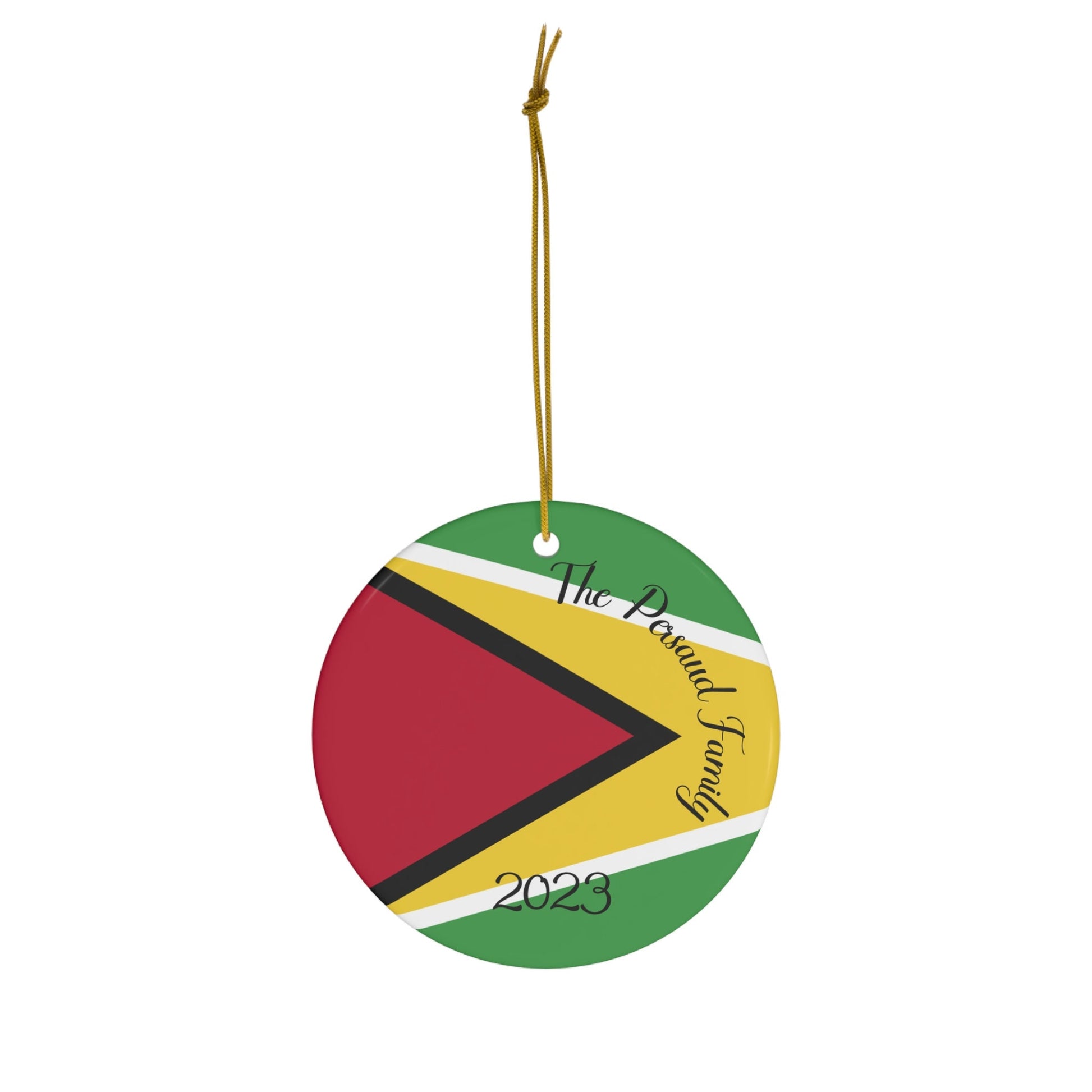 Personalized Guyana Ceramic Christmas Ornament Guyanese Flag Inspired Porcelain Gift Holiday Decoration World Heritage Travel Themed Guyana