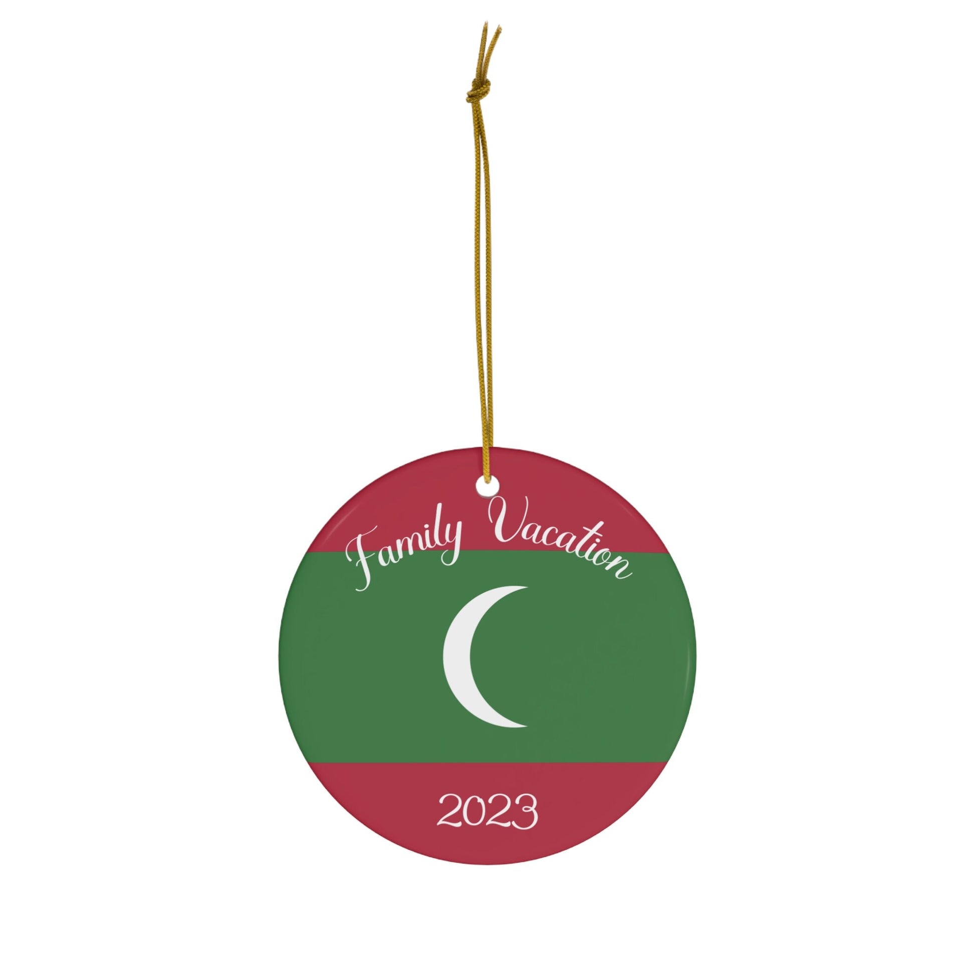 Personalized Maldives Christmas Ornament Ceramic Maldivian Flag Inspired Porcelain Gift Holiday Decoration World Heritage Travel Themed