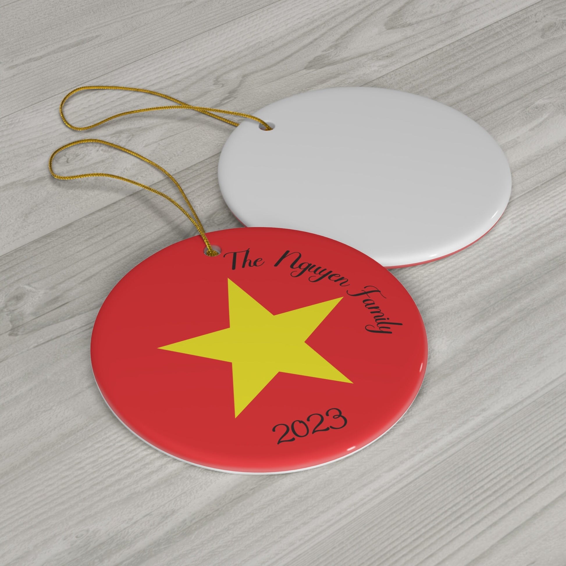 Personalized Vietnam Flag Ceramic Christmas Ornament Vietnam Christmas Vietnamese Flag Gift Holiday Decoration World Heritage Travel Themed