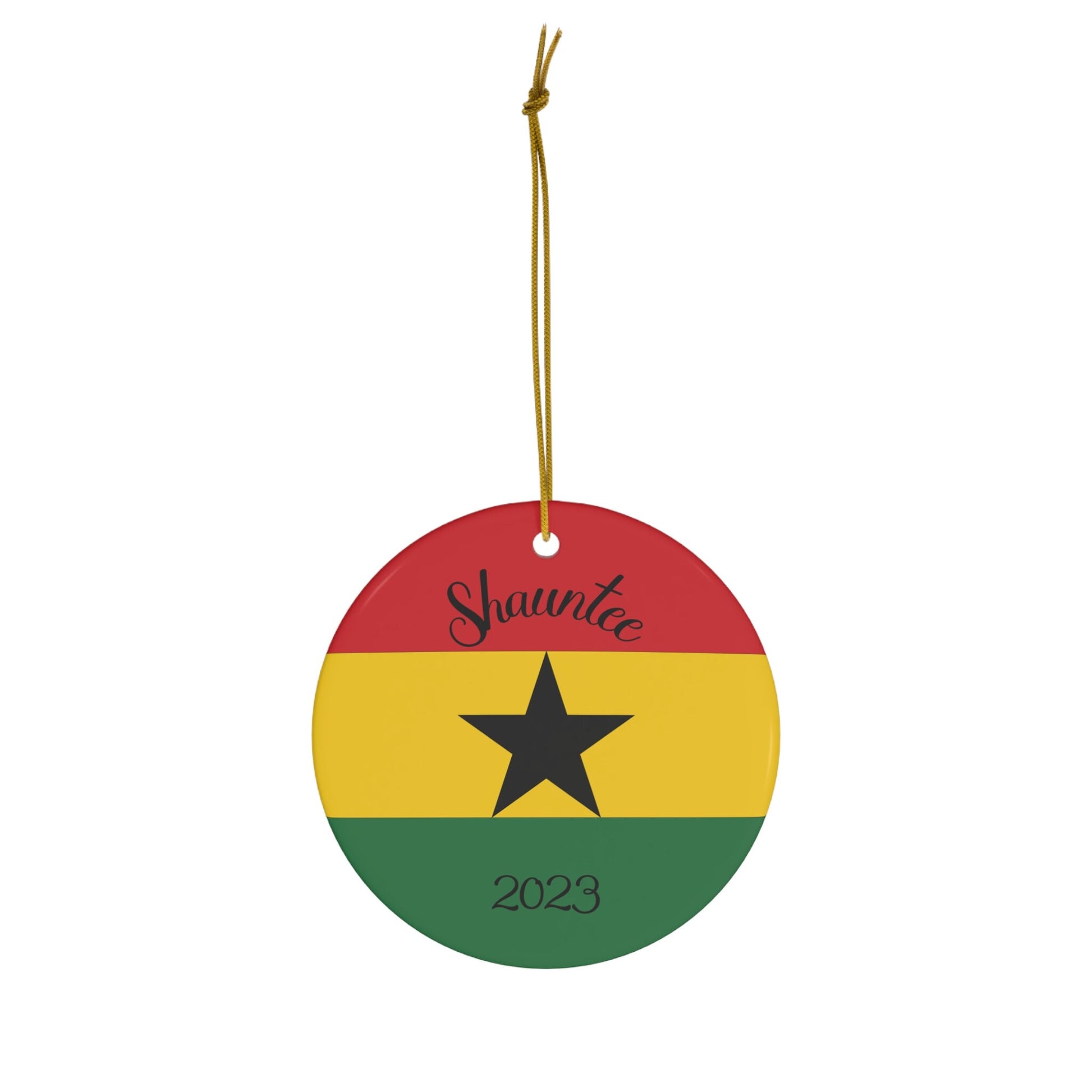 Personalized Ghana Ceramic Ornament, Christmas Decor, Holiday Decoration, Ghanaian Flag, Africa, Accra, Kumasi, World Travel, Gift, Souvenir