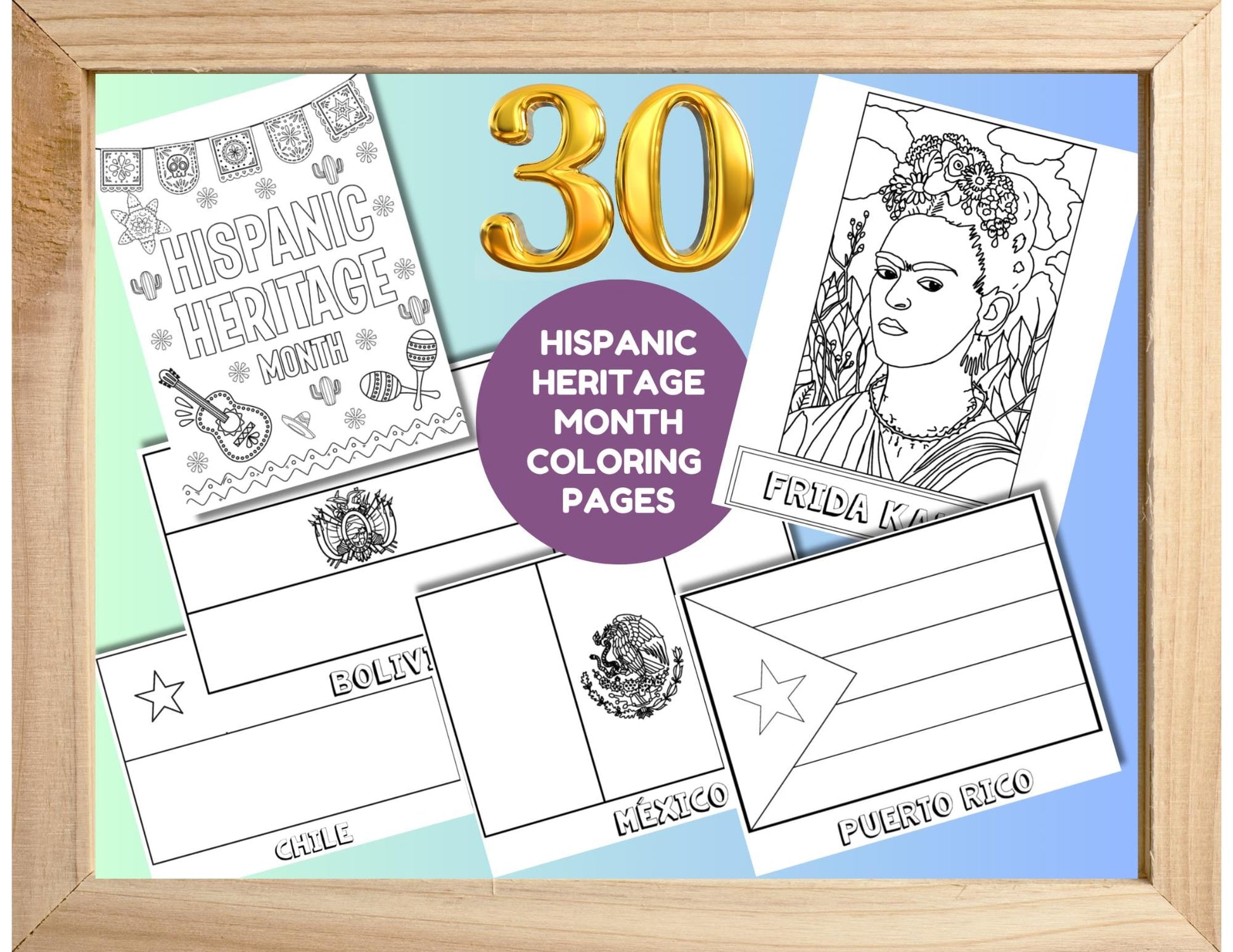 Hispanic Heritage Month Coloring Pages, Spanish Speaking Countries, Latino Leaders Classroom Decor, Latino Heritage Month Flags Coloring