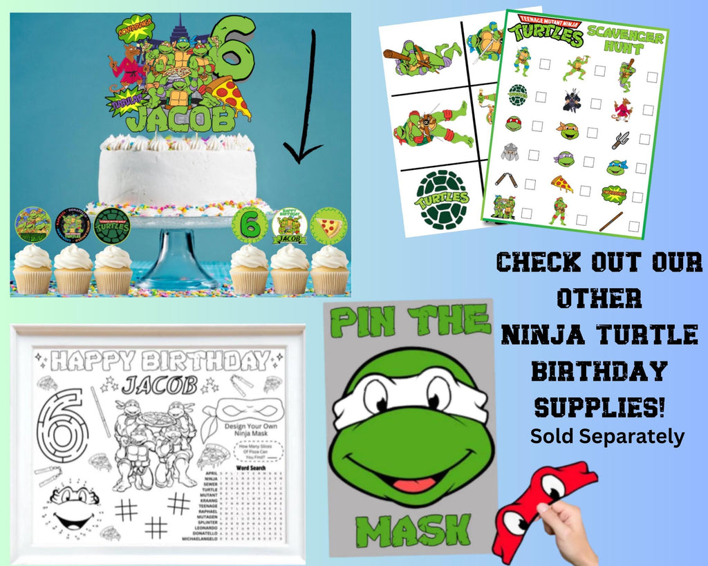 Personalized Teenage Ninja Turtle Water Bottle Labels, Custom Teenage Mutant Ninja Turtle Party Decorations