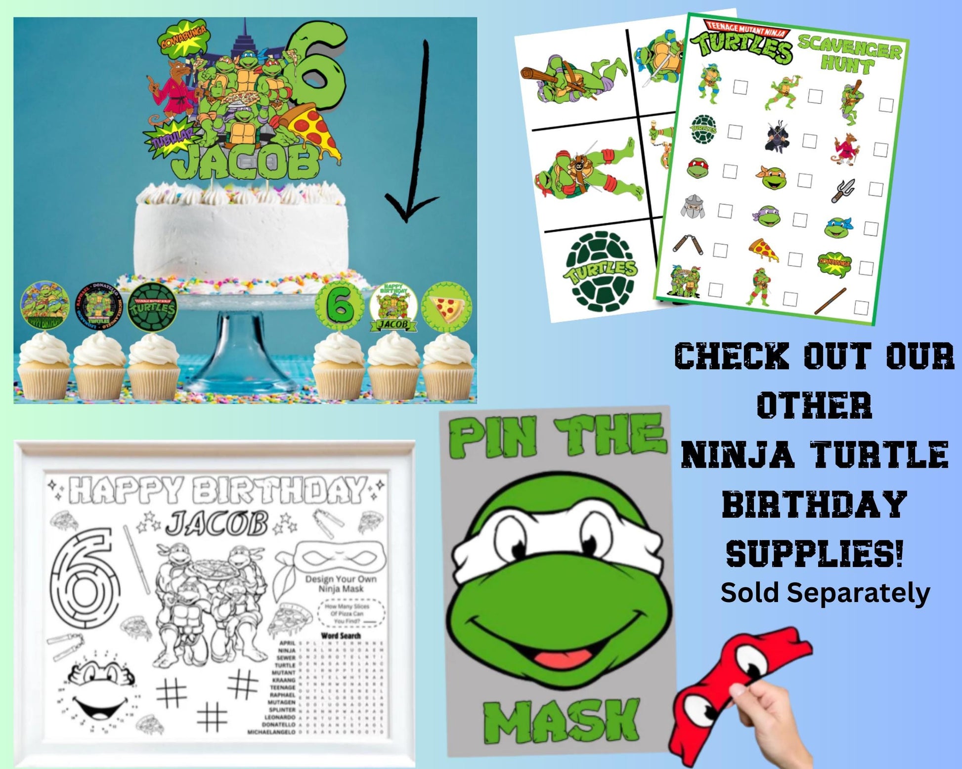 Personalized Teenage Ninja Turtle Water Bottle Labels, Custom Teenage Mutant Ninja Turtle Party Decorations