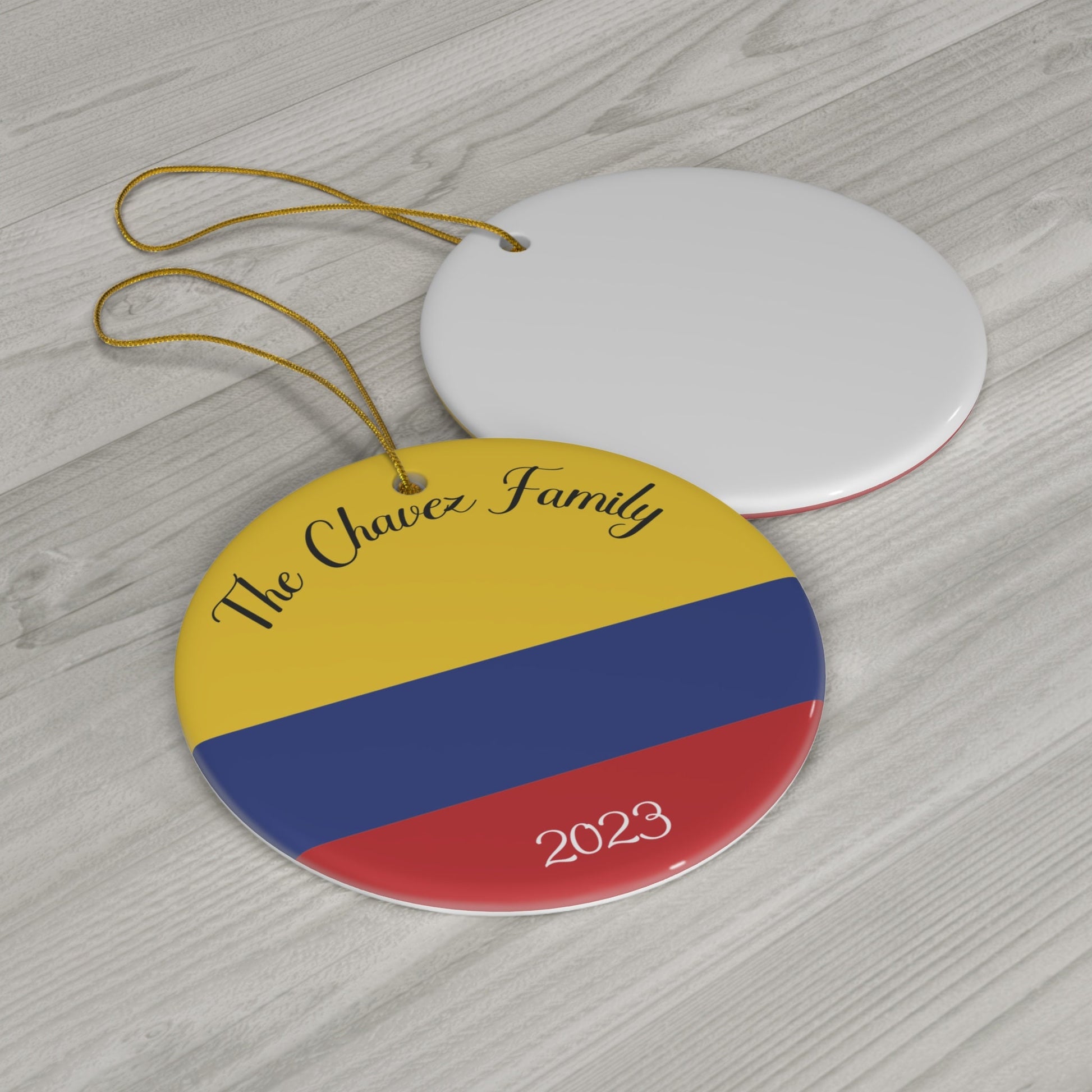 Personalized Colombia Ceramic Ornament, Christmas Decor, Holiday Decoration, Colombian Flag, Bogota, Medellin, South America Travel Gift