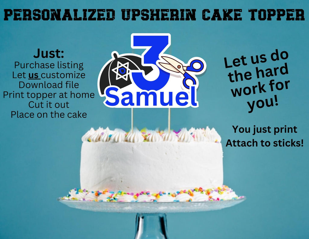 Personalized Upshernish Cake Topper, Custom Upsherin Party Decor