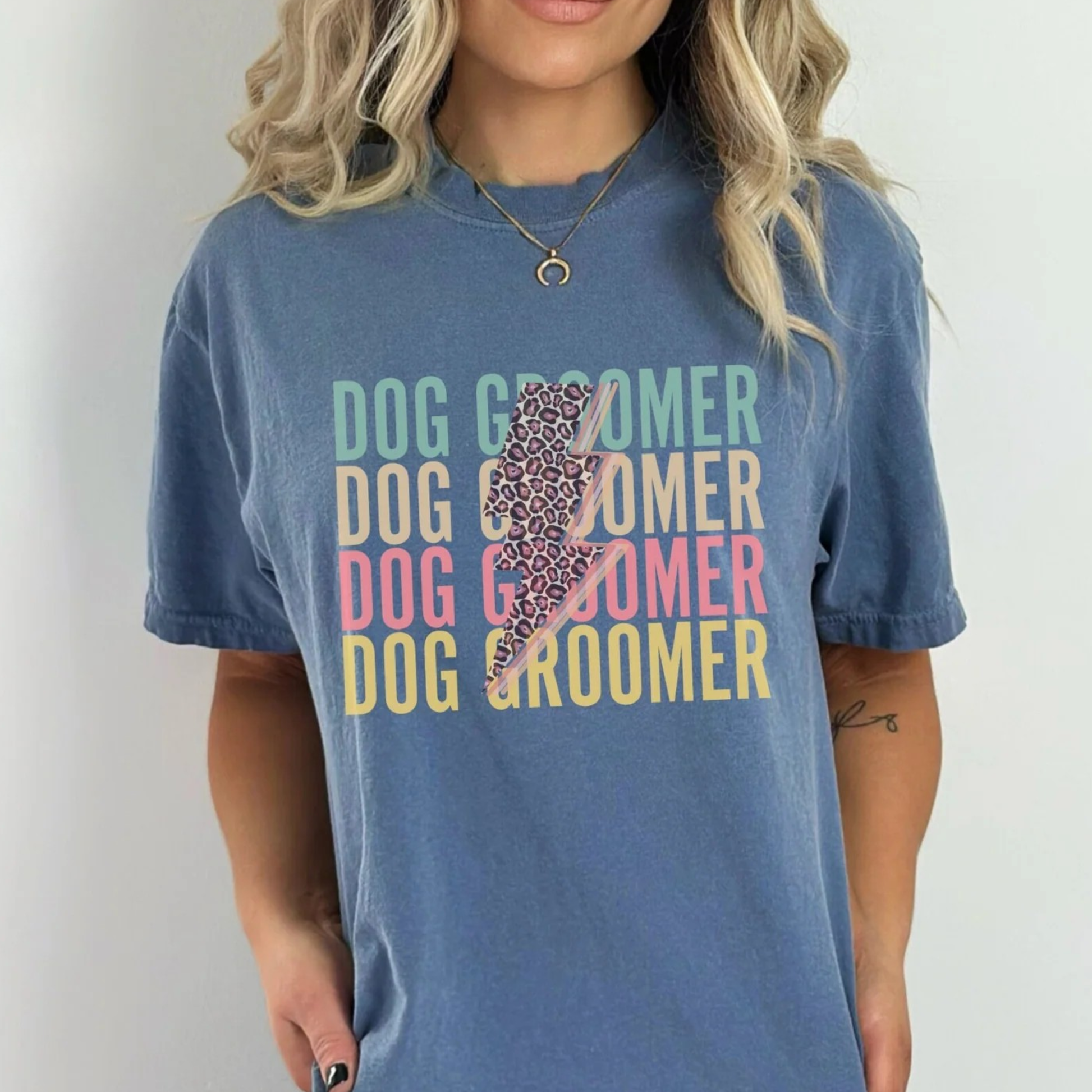 Comfort Colors Dog Groomer Tee, Retro Dog Groomer Lightning Bolt Shirt, Dog Groomer Gift, Womens Dog Grooming Tee,Vintage Dog Grooming Crew
