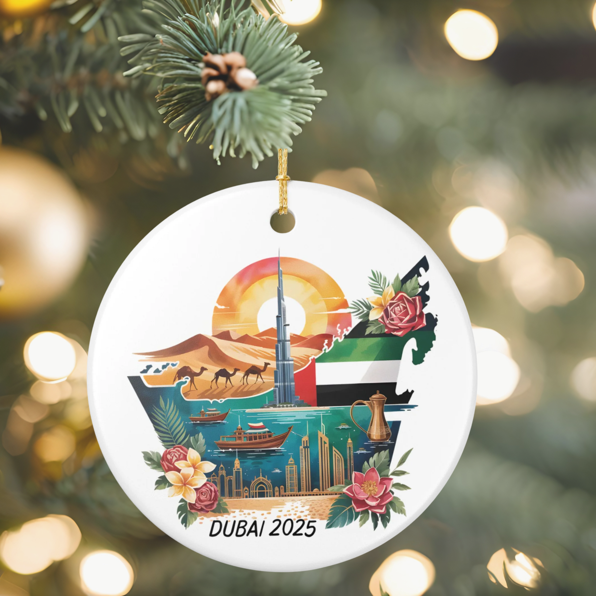 Personalized Dubai Ornament, Dubai Christmas Ornament, Dubai Gift, Dubai Souvenir, Dubai Christmas Ornament, Honeymoon