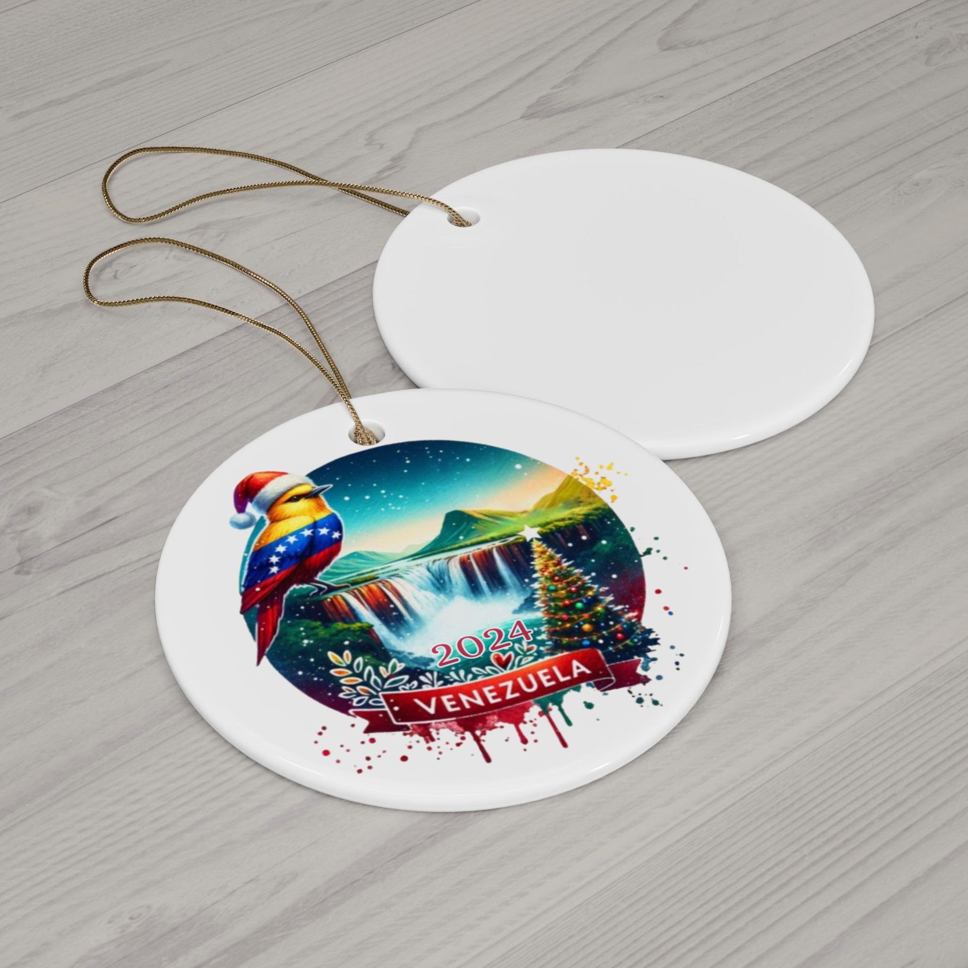 Personalized Venezuela Ornament, Venezuela Christmas Ornament, Venezuela Gift, Venezuela Flag Souvenir, Bird Christmas Ornament, Honeymoon