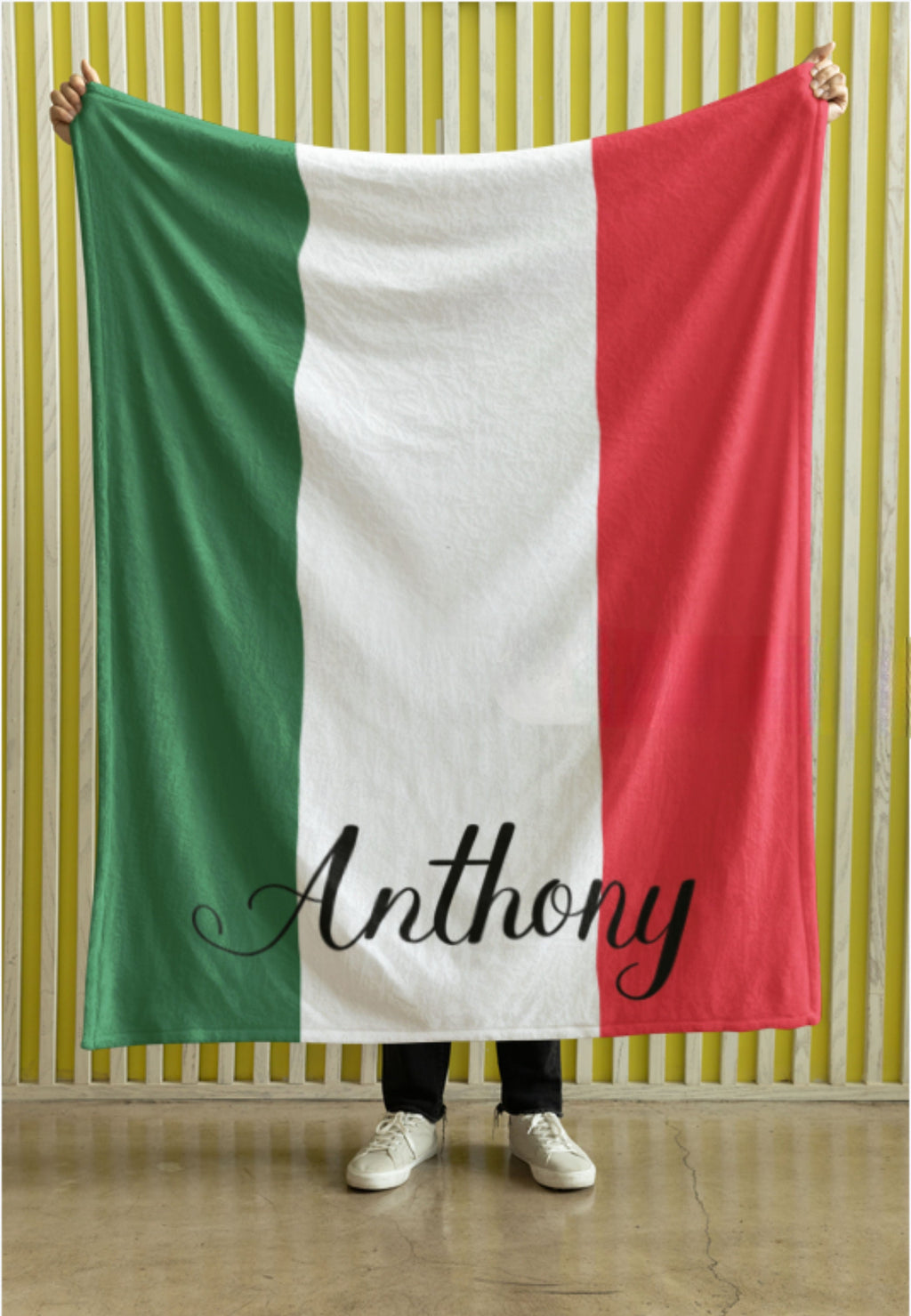 Personalized Italy Flag Blanket, Italian Velveteen Throw, Italian Gifts, Italian Decor, Custom Blanket, Gift for Italian, Italian Flag Gift
