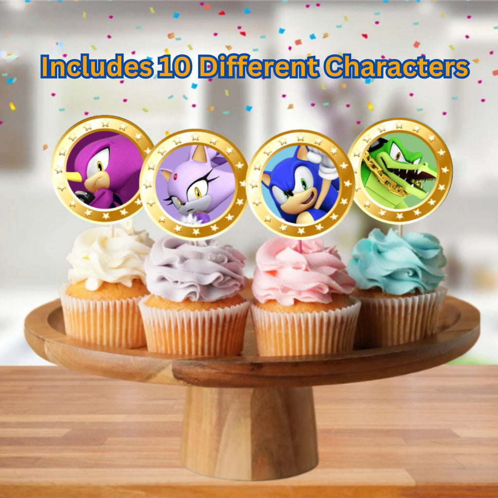 Personalized Sonic the Hedgehog Birthday Cupcake Toppers, Printable Sonic Cupcake Toppers, Sonic Party Supplies