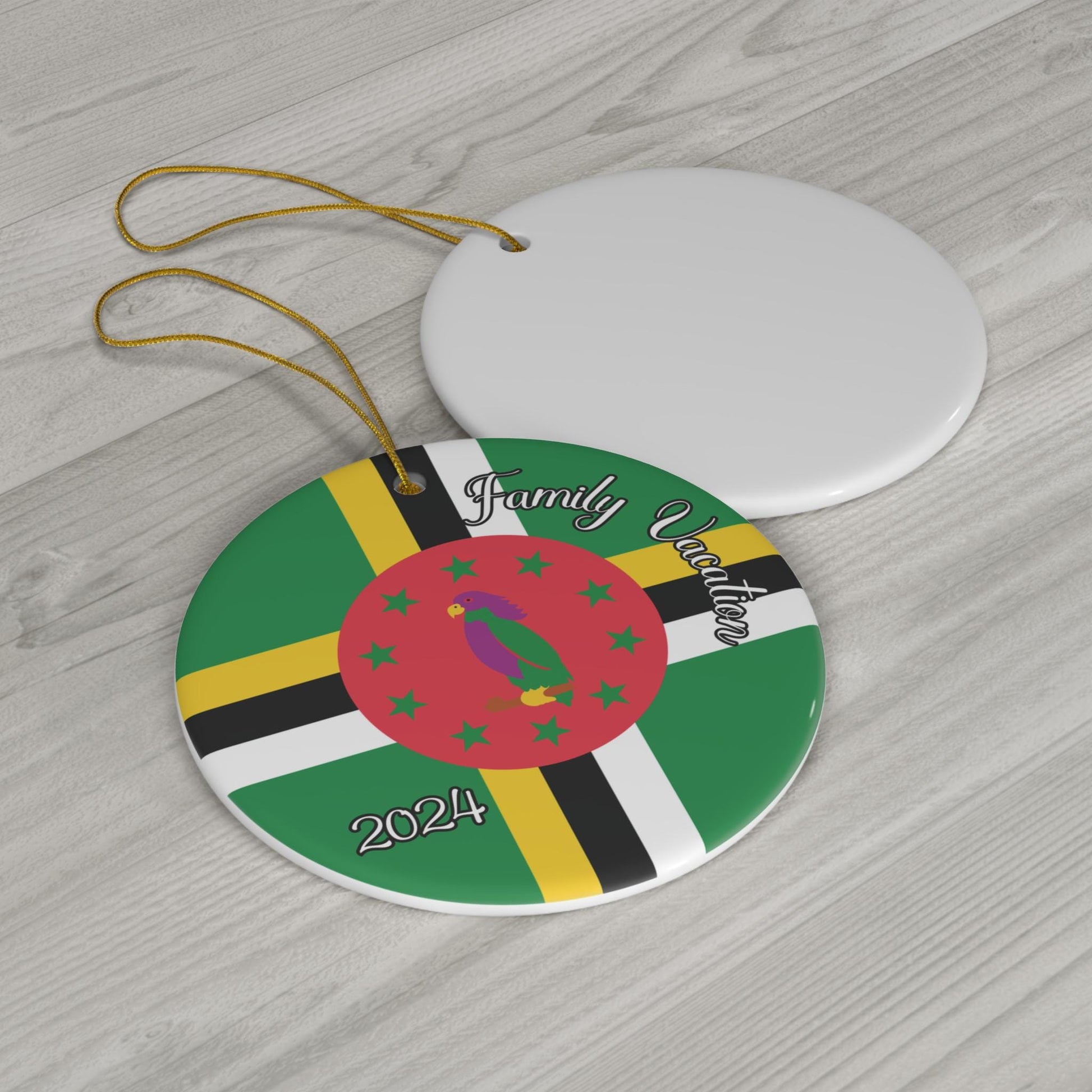 Personalized Dominica Ceramic Ornament, Holiday Decorations, Dominican Flag Print, World Travel, Vacation Souvenir, Caribbean Island