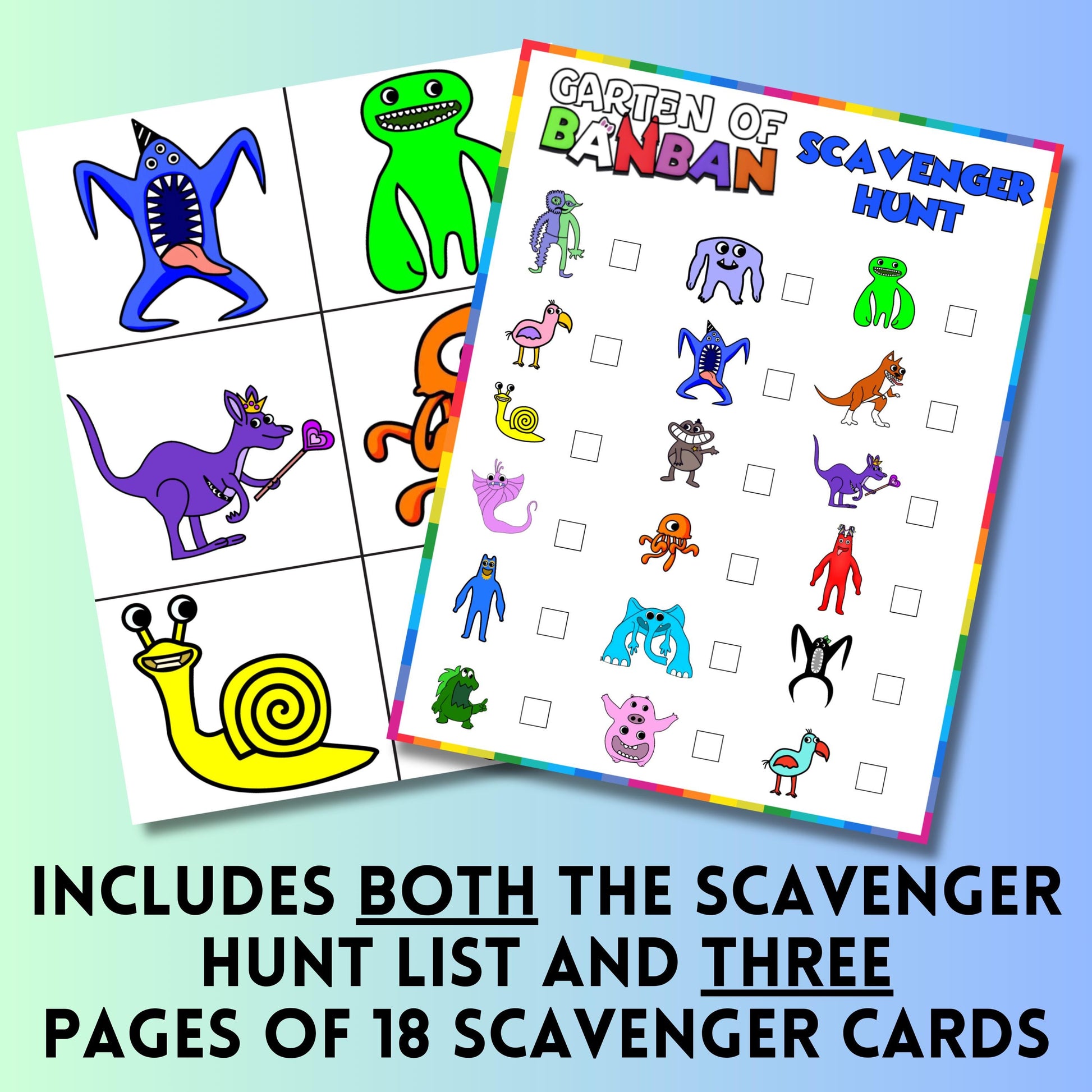 Garten of Banban Inspired Scavenger Hunt, Printable Garten of Banban Birthday Game, Garten of Banban Party Supplies and Decor