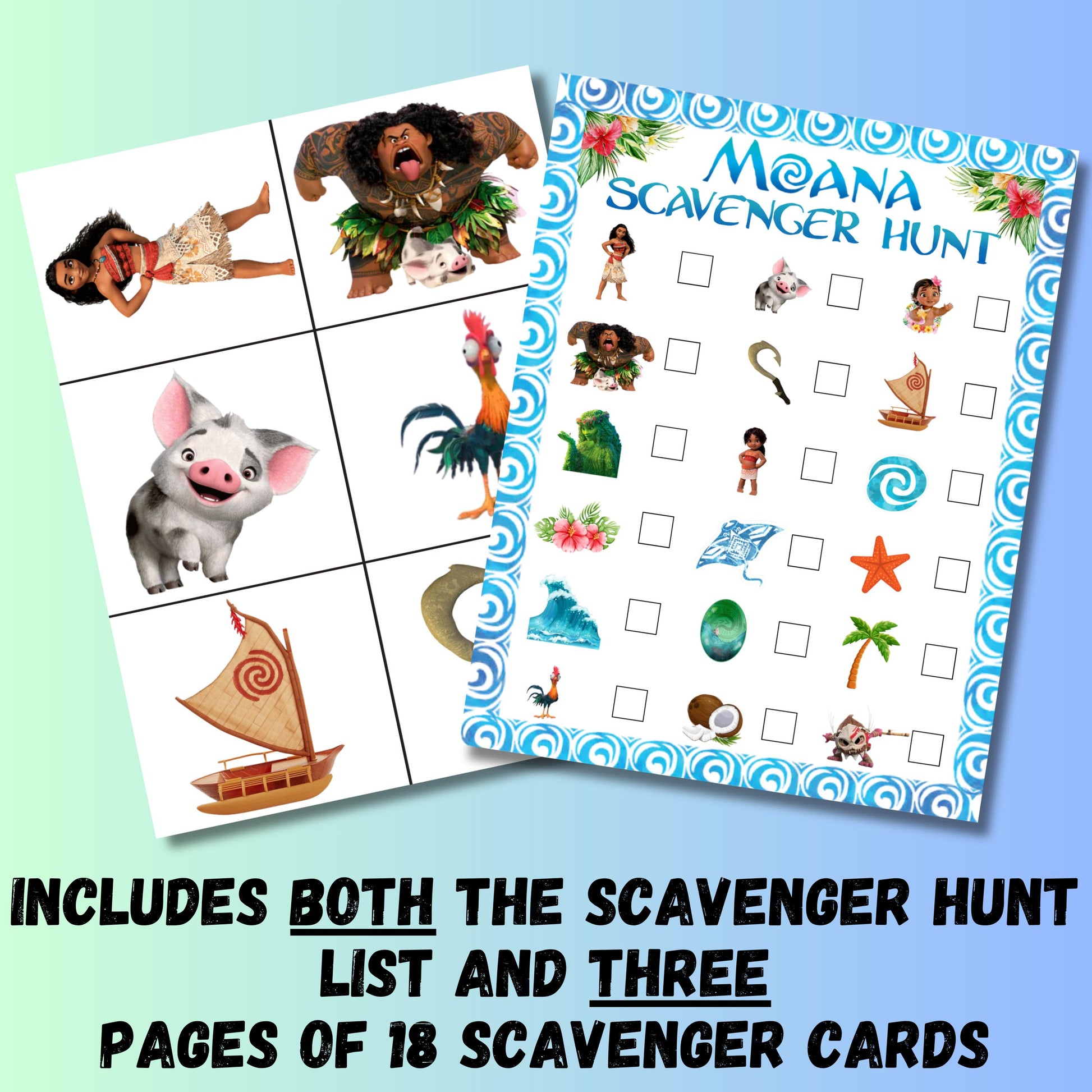 Moana Scavenger Hunt, Moana 2 Themed Birthday Party Game, Hawaiian Party Game, Moana Treasure Hunt, Printable Moana Activity,Moana Party Favor