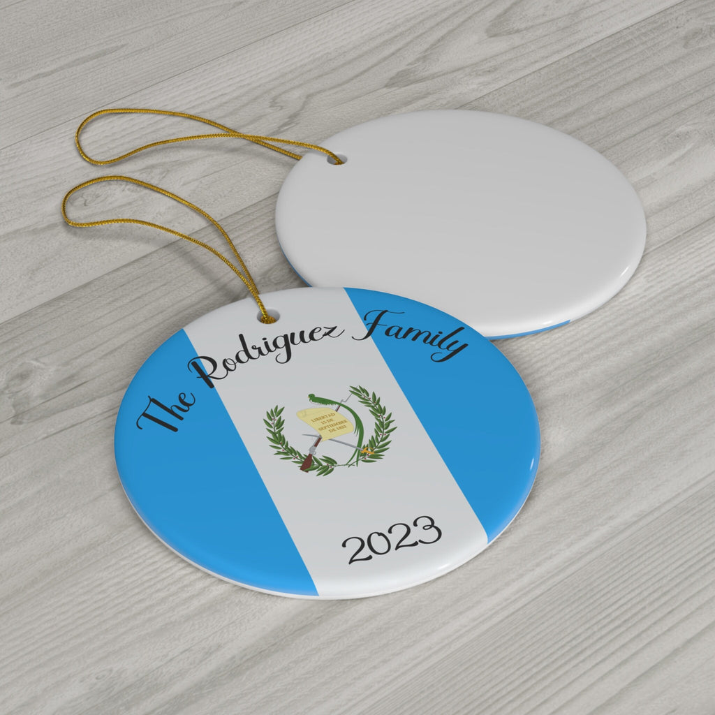 Personalized Guatemala Ceramic Ornament, Christmas Decor, Holiday Decor, Guatemalan Flag Print, Latin America, World Travel, Gift, Souvenir