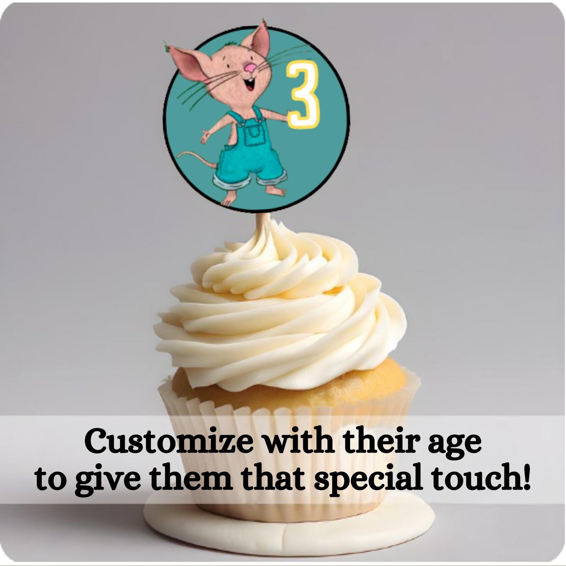 Personalized Give Mouse A Cookie Cupcake Toppers, Give A Mouse A Cookie Storybook Party Theme Decoration