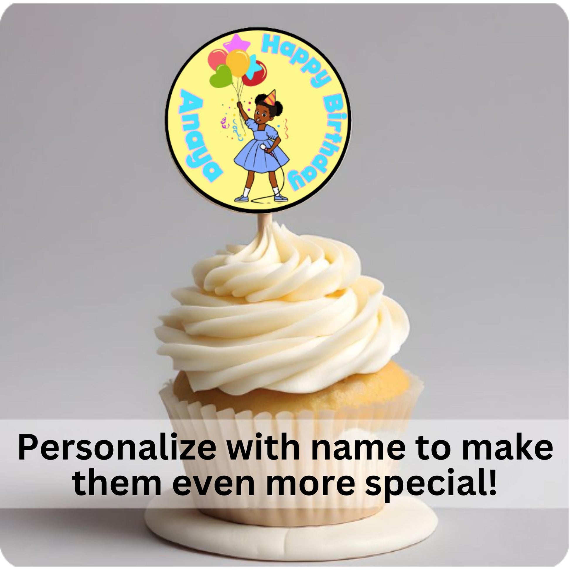 Personalized Gracie's Corner Cupcake Toppers, Customized Name and Age Gracie's Corner Toppers, Gracie's Corner Birthday Decor