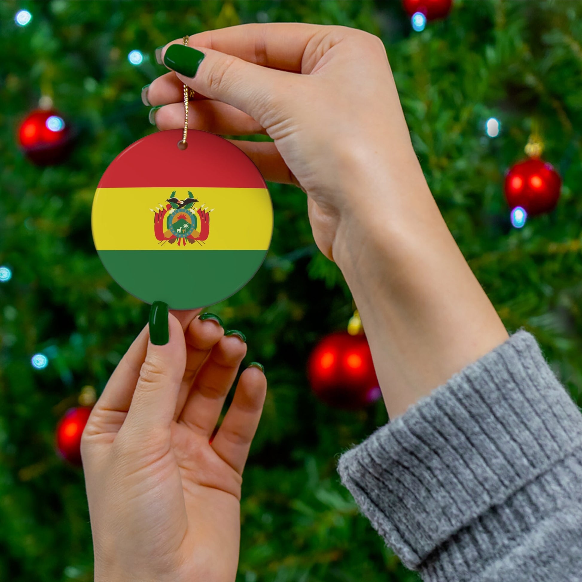 Personalized Bolivia Ceramic Christmas Ornament Bolivian Flag Gift Holiday Decoration South America World Heritage Travel Themed Keepsake