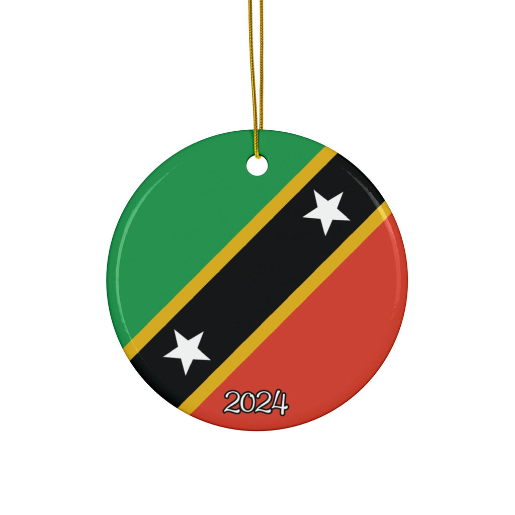 Personalized St. Kitts & Nevis Ceramic Ornament, Kittitian Nevisian Flag Ornament, World Travel Caribbean Gift Souvenir, Island Vacation