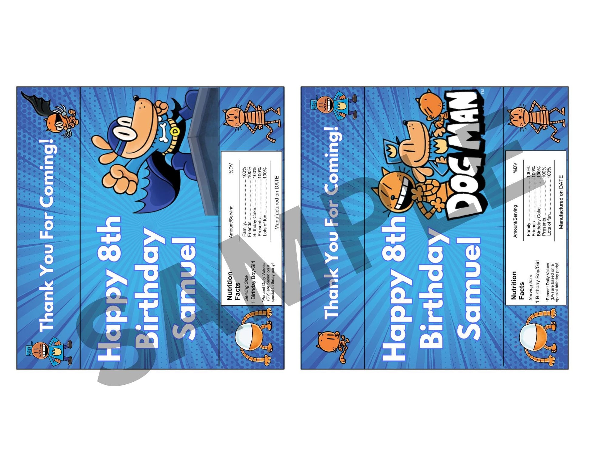Personalized Dog Man Chocolate Bar Wrapper Labels, Custom Dog Man Chocolate Bar Wrapper, Dog Man Party Favor, Dog Man Party Decor