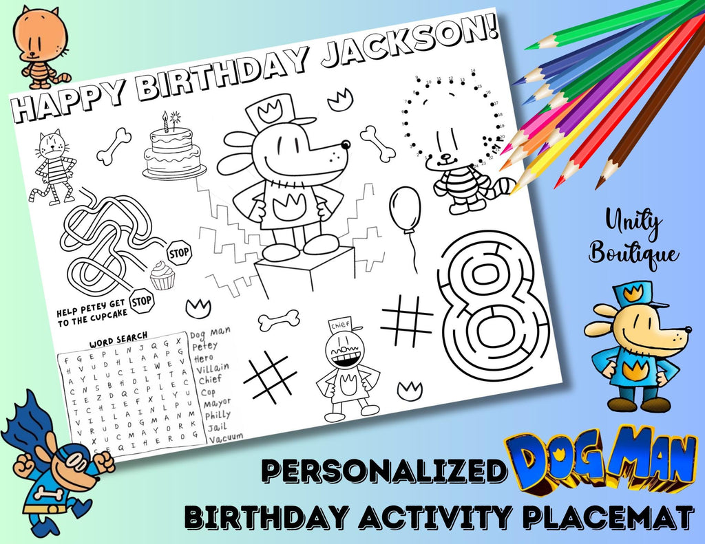 Personalized Dogman Birthday Party Pack, Printable Download Dog Theme Party Supplies, Dogman Party Decor, Dogman Party Games, Dogman Toppers
