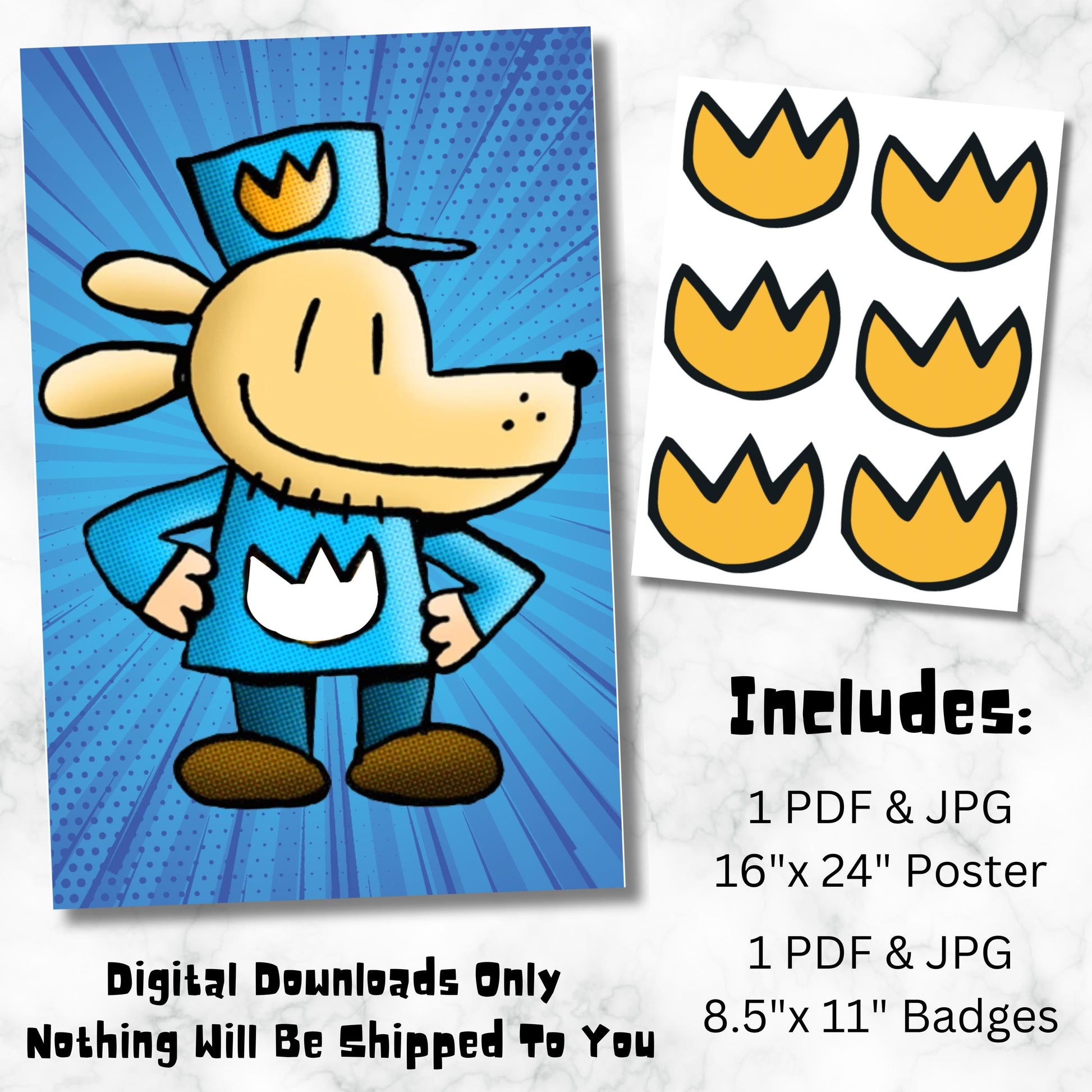 Pin The Badge Dogman Inspired Birthday Game, Instant Download Dog Theme Party Game, Dogman Party Activity for Kids, Printable Birthday Game