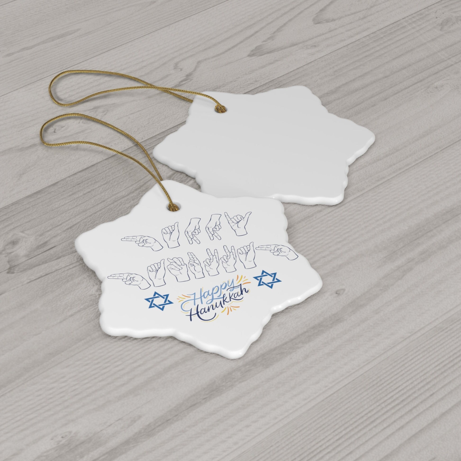 Jewish Sign Language Happy Hanukkah Ornament Jewish Gift Hanukkah Christmas Ornament ASL Ornament Deaf Community Gift Jewish ASL Decoration