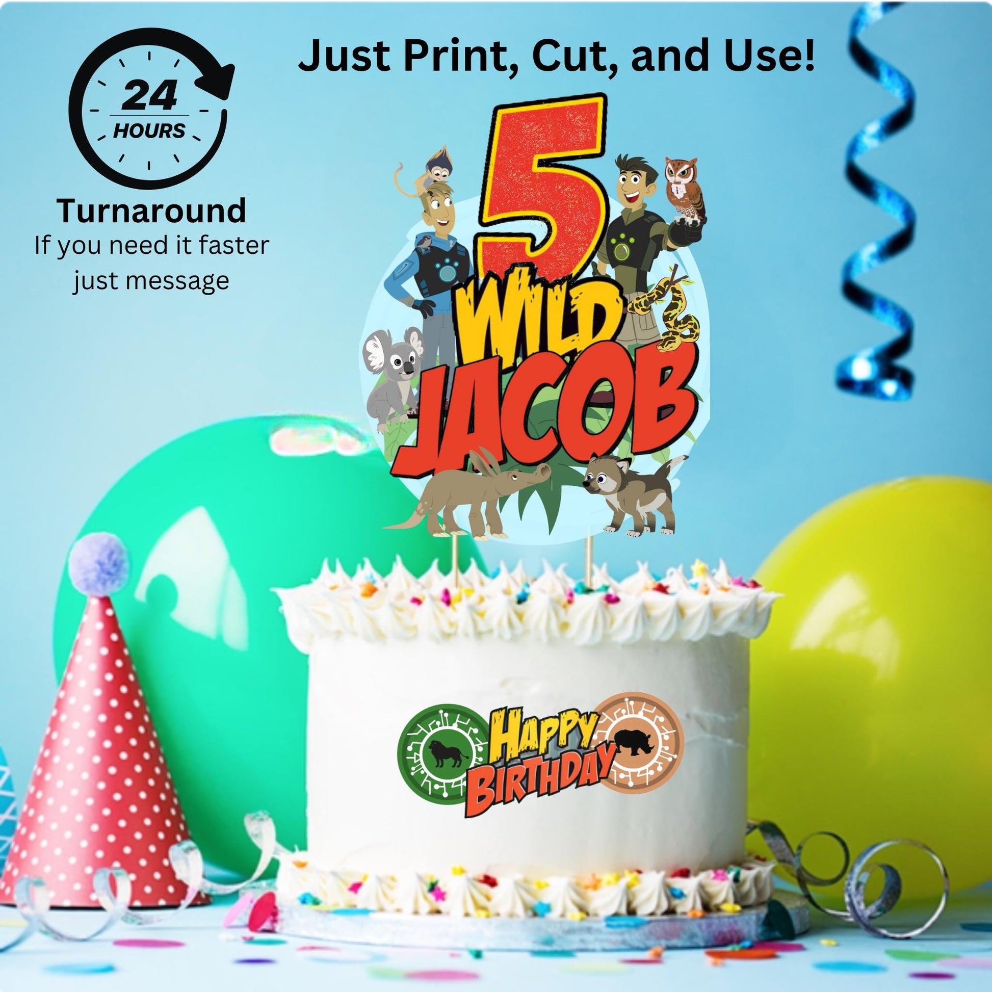 Personalized Printable Wild Kratts Cake Topper, Wild Kratts Party Decoration