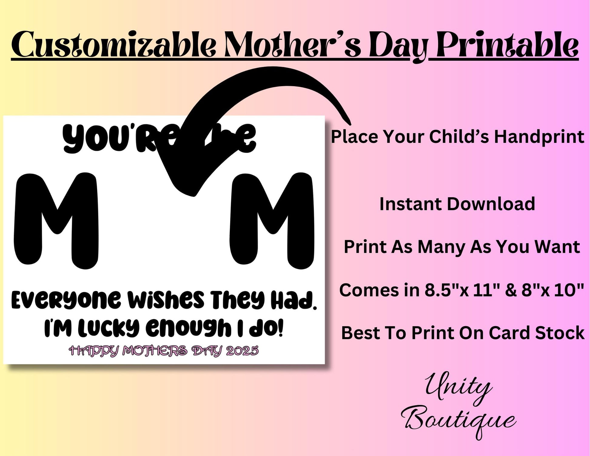 Printable Mother's Day Handprint Craft, Mothers Day Gift From Kids, Hand Print Art, Mother's Day Craft, Gifts for Mom, Toddler Art, Mom Gift