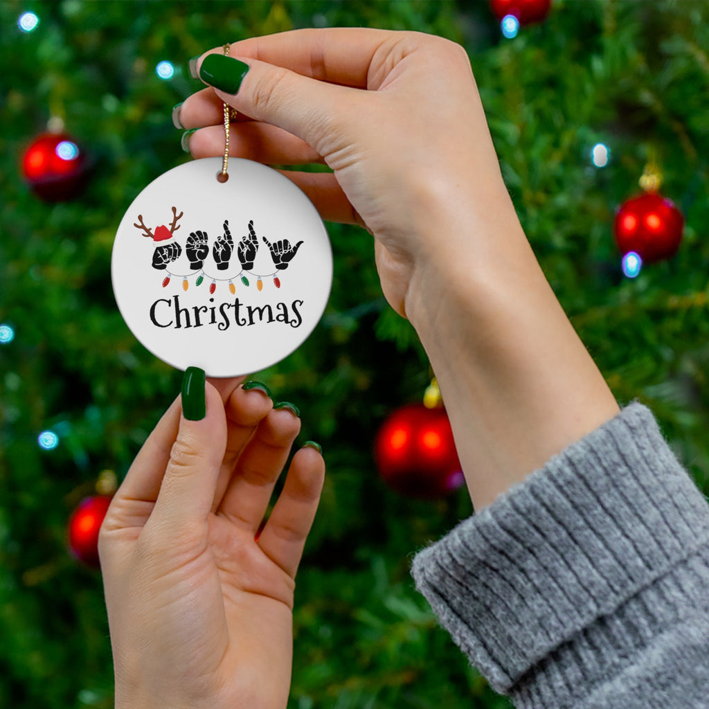 Sign Language Merry Xmas Ornament, ASL Ornament, Unique Ornament, Sign Language Ornament, ASL Gift, Deaf Pride, Hand Sign,ASL Christmas Gift