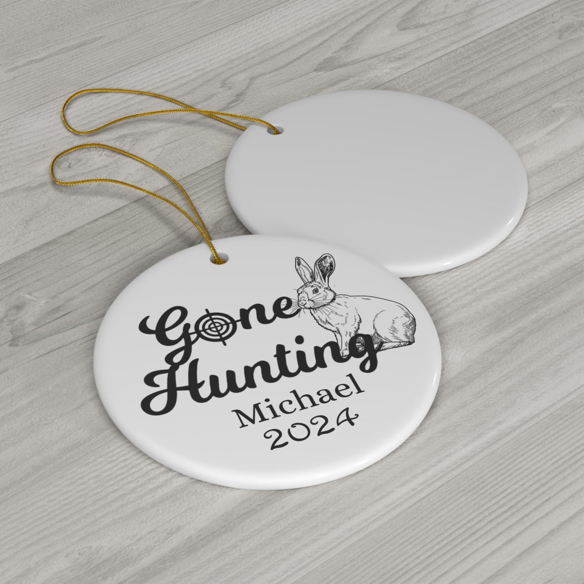 Personalized Rabbit Hunter Ornament, Gone Hunting Ornament, Ornament For Hunter, Gift for Hunter, Rabbit Hunting, Custom Hunting Ornament