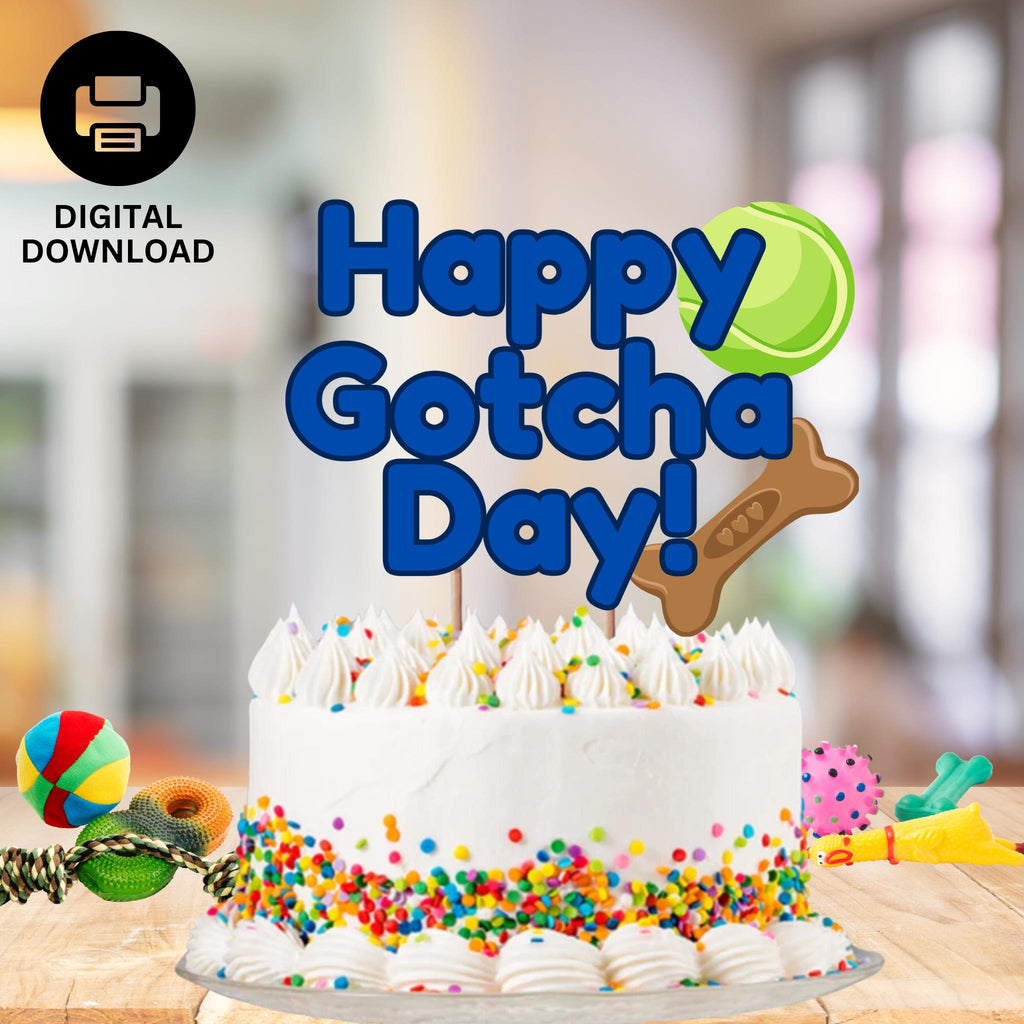 Dog Birthday Cake Topper, Dog Birthday Party, Pet Birthday Celebration, Dog Pawty, Birthday Cake for Dogs, Instant Gotcha Day Cake Topper