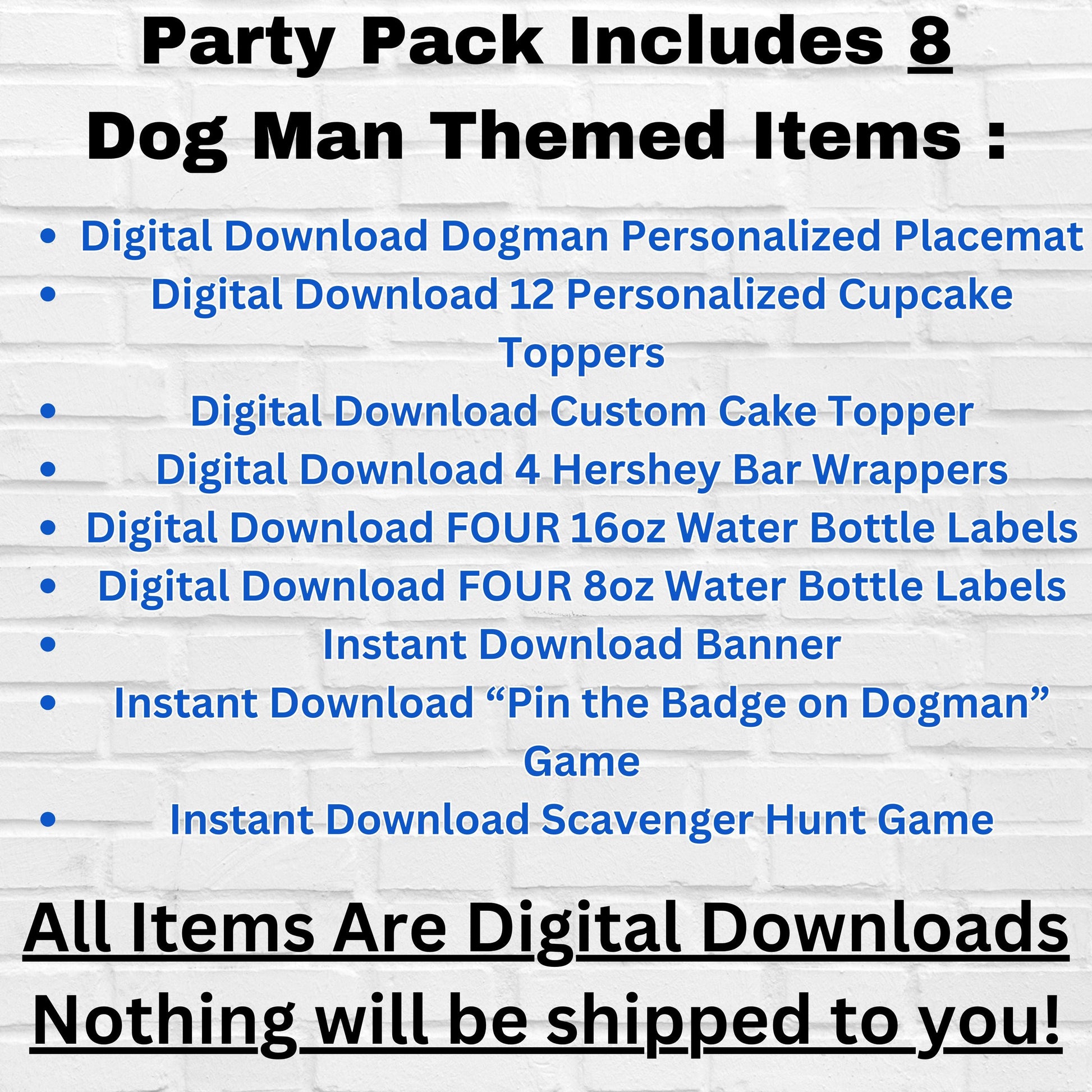Personalized Dogman Birthday Party Pack, Printable Download Dog Theme Party Supplies, Dogman Party Decor, Dogman Party Games, Dogman Toppers