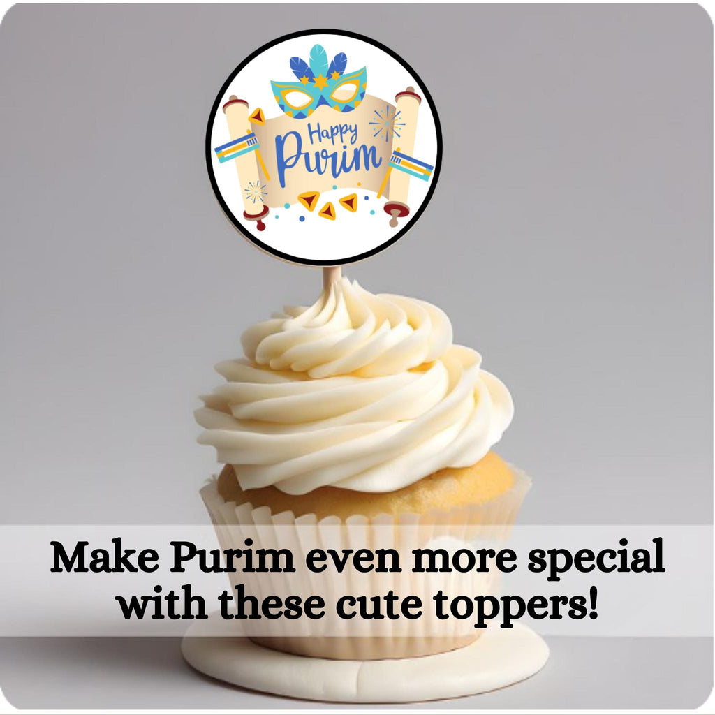Purim Printable Cupcake Toppers, Instant Download, Purim Party Decor, Purim Jewish Cupcake Toppers