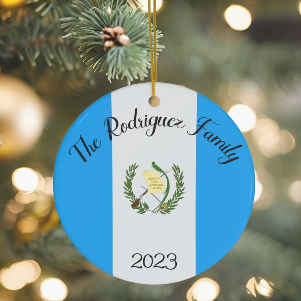 Personalized Guatemala Ceramic Ornament, Christmas Decor, Holiday Decor, Guatemalan Flag Print, Latin America, World Travel, Gift, Souvenir