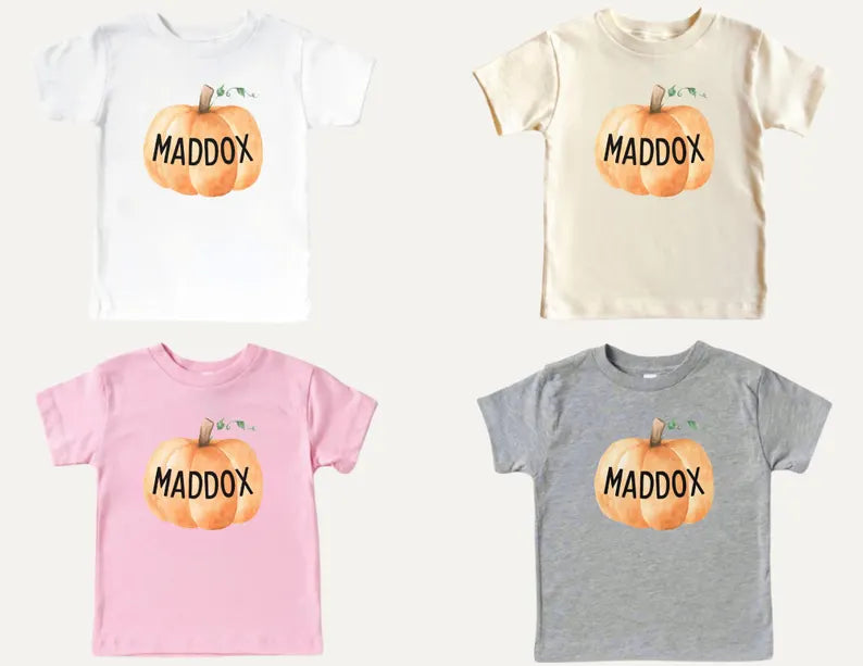Personalized Pumpkin Toddler Shirt, Custom Fall Kids Shirt, Cute Fall Toddler Shirt, Pumpkin Kids Tee, Custom Pumpkin Name Kids T-shirt