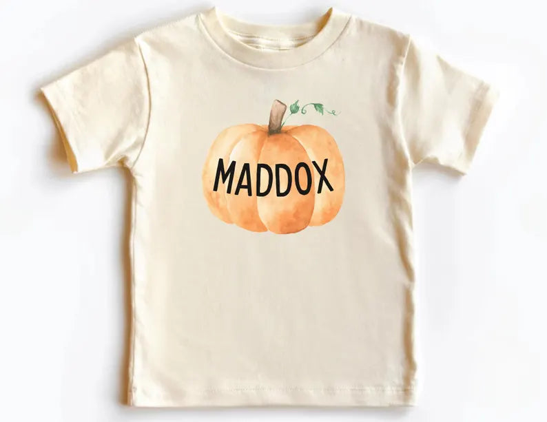 Personalized Pumpkin Toddler Shirt, Custom Fall Kids Shirt, Cute Fall Toddler Shirt, Pumpkin Kids Tee, Custom Pumpkin Name Kids T-shirt