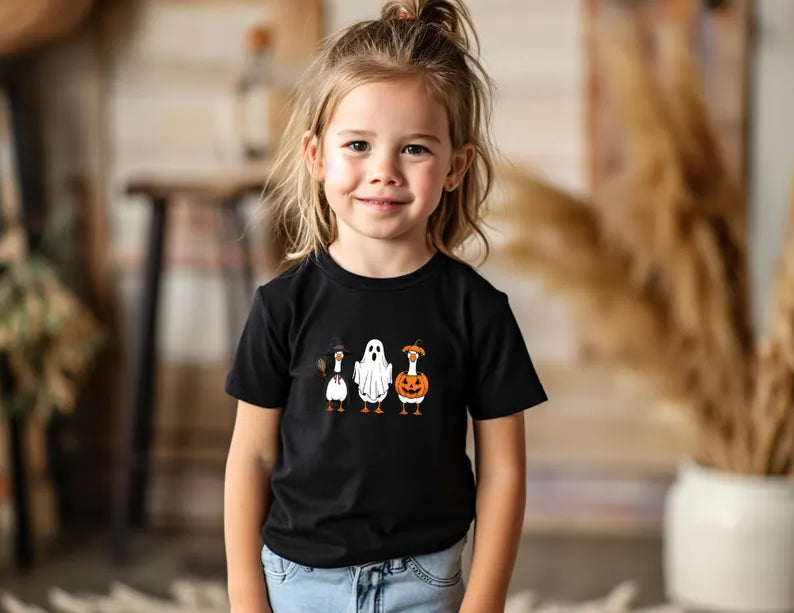 Halloween Goose Kids Shirt Funny Silly Goose Toddler Tee Cute Goose Ghost Shirt Funny Kids Halloween Tee Cute Kids Goose Halloween T-shirt