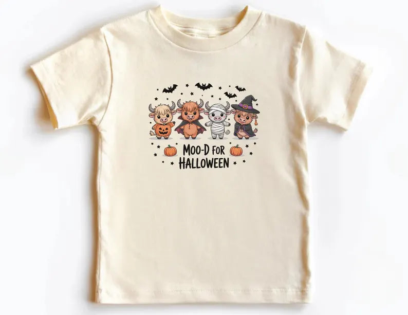 Halloween Cow Kids Shirt Funny Highland Cow Toddler Tee Cute Moo Cow Ghost Shirt Funny Kids Halloween Tee Cute Kids Cow Halloween T-shirt