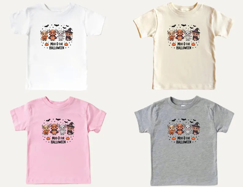 Halloween Cow Kids Shirt Funny Highland Cow Toddler Tee Cute Moo Cow Ghost Shirt Funny Kids Halloween Tee Cute Kids Cow Halloween T-shirt