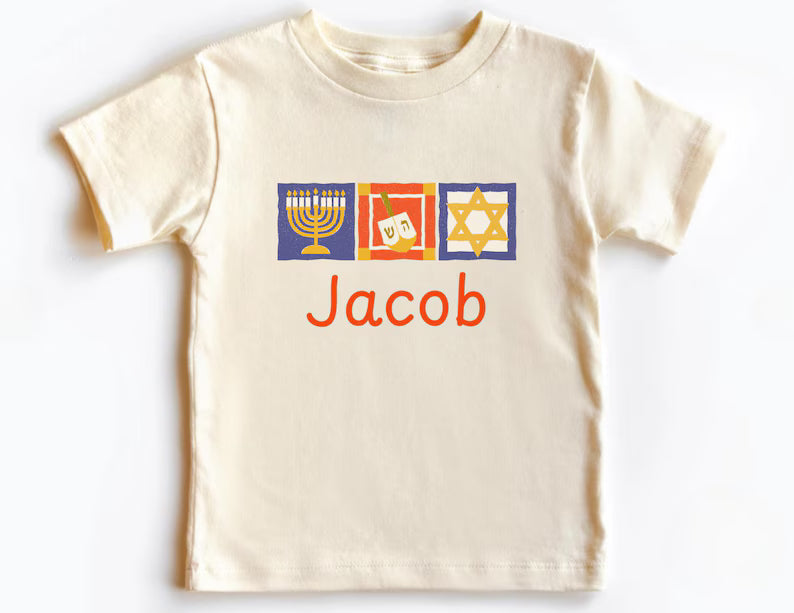 Personalized Hanukkah Kids Shirt, Toddler Chanukah T-shirt, Jewish Holiday Shirt, Custom Name Hanukkah Shirt