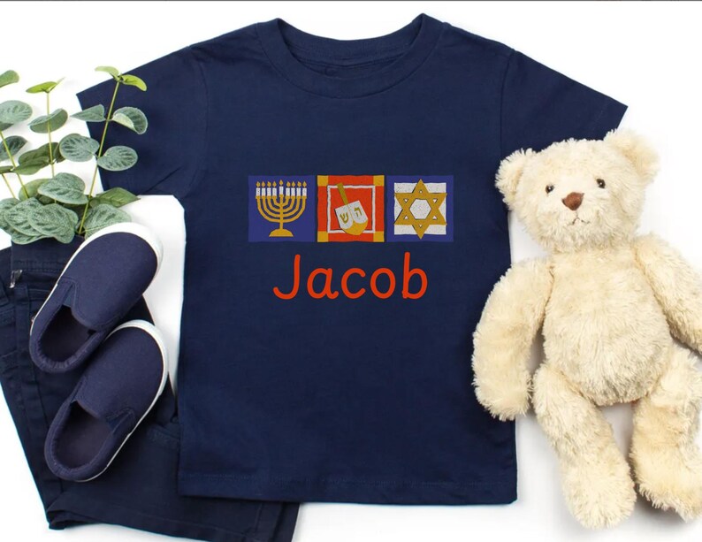 Personalized Hanukkah Kids Shirt, Toddler Chanukah T-shirt, Jewish Holiday Shirt, Custom Name Hanukkah Shirt