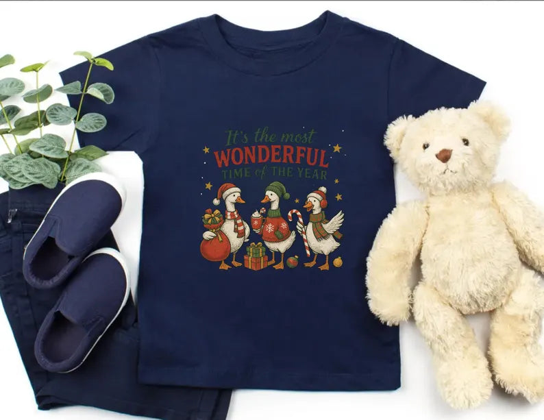 Christmas Goose Kids Shirt, Toddler Youth Kids & Baby Goose Christmas Shirt, Silly Goose Christmas Holiday T-shirt, Vintage Festive Geese